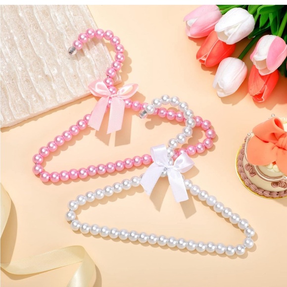 BabyπΆπ½Pearl Clothes Beads Hangers Metal Elegant Hangers w Ribbon π - Picture 9 of 9